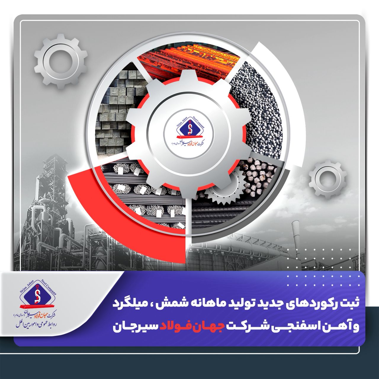 ثبت رکوردهای جدید تولید ماهانه شمش، میلگرد و آهن اسفنجی شرکت جهان فولاد سیرجان